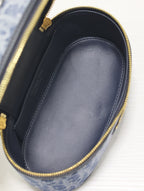 DIOR CARO MINI 16 VANITY CASE IN CERULEAN BLUE MONOGRAM DENIM