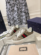 GUCCI ACE 30 SUPREME TRAINER LIGHT BROWN CALFSKIN