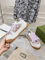 GUCCI SCREENER 50 SNEAKER WHITE AND PURPLE CALFSKIN