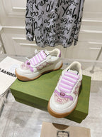 GUCCI SCREENER 50 SNEAKER WHITE AND PURPLE CALFSKIN