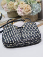 DIOR MEDIUM 34 NOLITA BAG IN BLUE MONOGRAM OBLIQUE JACQUARD