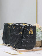 DIOR MEDIUM 34 NOLITA BAG IN BLACK MACROCANNAGE CALFSKIN