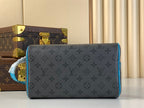 LOUIS VUITTON DOPP KIT 28 IN GUN METAL MONOGRAM ECLIPSE CANVAS AND TURQUOISE CALFSKIN TRIM