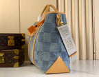 LOUIS VUITTON WEEKEND TOTE BAG 43 IN BLUE DAMIER DENIM 3D