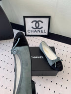 CHANEL BALLET FLAT ICEBERG BLUE MIX BLACK VELVET