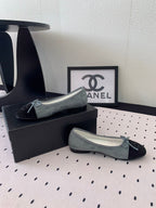CHANEL BALLET FLAT ICEBERG BLUE MIX BLACK VELVET