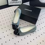 CHANEL BALLET FLAT ICEBERG BLUE MIX BLACK VELVET