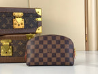 LOUIS VUITTON COSMETIC POUCH PM 19 IN BROWN DAMIER EBENE CANVAS