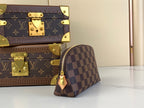 LOUIS VUITTON COSMETIC POUCH PM 19 IN BROWN DAMIER EBENE CANVAS