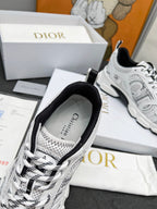 DIOR CD CHRONO SNEAKERS IN WHITE AND BLACK MESH