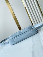 LOUIS VUITTON MULTI POCHETTE ACCESSOIRES 24 IN BEAU BLUE MONOGRAM EMPREINTE LEATHER