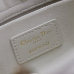 DIOR LADY D-JOY BAG 26 IN WHITE GRAPHIC CANNAGE CALFSKIN PALE GOLD-FINISH METAL CHARMS