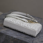 DIOR LADY D-JOY BAG 26 IN WHITE GRAPHIC CANNAGE CALFSKIN PALE GOLD-FINISH METAL CHARMS