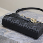 DIOR LADY D-JOY BAG 26 IN BLACK GRAPHIC CANNAGE CALFSKIN PALE GOLD-FINISH METAL CHARMS