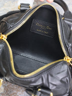 DIOR MINI GROOVE BAG 16 IN BLACK MACROCANNAGE CALFSKIN WITH GOLD HARDWARE