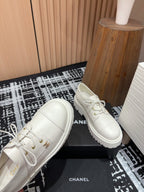 CHANEL OXFORD SHOES IN WHITE CALFSKIN