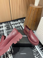 CHANEL MOASINS IN BURGUNDY RED CALFSKIN