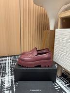 CHANEL MOASINS IN BURGUNDY RED CALFSKIN