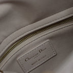 DIOR MEDIUM LADY BAG 20 IN BABY PINK QUILTED MACROCANNAGE CALFSKIN SWAMP YELLOW STRAP