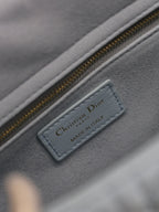 DIOR LADY BAG 24 IN BABY BLUE QUILTED MACROCANNAGE CALFSKIN GREEN STRAP