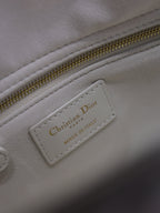 DIOR MEDIUM LADY BAG 24 IN WHITE QUILTED MACROCANNAGE CALFSKIN BLACK STRAP