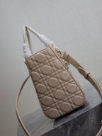 DIOR MEDIUM LADY BAG 24 IN POWDER BEIGE QUILTED MACROCANNAGE CALFSKIN METAL CHARM