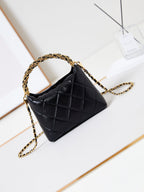 CHANEL HOBO BAG 18 IN BLACK SOFT LAMBSKIN GOLD CHAIN