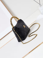 CHANEL HOBO BAG 18 IN BLACK SOFT LAMBSKIN GOLD CHAIN