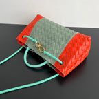 BOTTEGA VENETA EAST WEST ANDIAMO BAG 29 IN ORANGE AND LIGHT GREEN CALFSKIN
