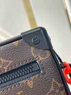 LOUIS VUITTON MINI SOFT TRUNK 18 IN BROWN MONOGRAM CANVAS RED ORANGE CHAIN