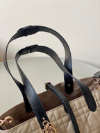 DIOR MINI TOUJOURS BAG 23 IN BEIGE CANNAGE CALFSKIN BLACK STRAP