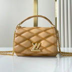 LOUIS VUITTON GO-14 PM 20 IN LIGHT FAWN QUILTED LAMBSKIN GOLD HARDWARE