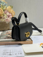 DIOR SMALL 19 MONTAIGNE AVENUE TOP HANDLE BAG BLACK SMOOTH CALFSKIN 221147