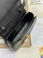DIOR SMALL 19 MONTAIGNE AVENUE TOP HANDLE BAG BLACK SMOOTH CALFSKIN 221147