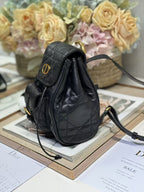 DIOR SMALL CARO BACKPACK 20 IN BLACK MACROCANNAGE LAMBSKIN