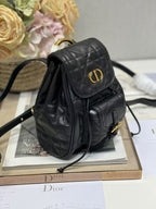 DIOR SMALL CARO BACKPACK 20 IN BLACK MACROCANNAGE LAMBSKIN