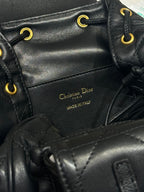 DIOR SMALL CARO BACKPACK 20 IN BLACK MACROCANNAGE LAMBSKIN