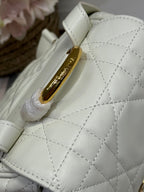 DIOR MEDIUM CARO BACKPACK 27 IN WHITE MACROCANNAGE LAMBSKIN