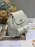 DIOR MEDIUM CARO BACKPACK 27 IN WHITE MACROCANNAGE LAMBSKIN