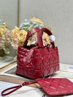 DIOR MINI 23 TOUJOURS BAG IN RUBY RED MACROCANNAGE LAMBSKIN