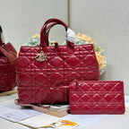 DIOR MEDIUM 37 TOUJOURS BAG IN RUBY RED MACROCANNAGE LAMBSKIN