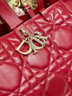 DIOR MEDIUM 37 TOUJOURS BAG IN RUBY RED MACROCANNAGE LAMBSKIN