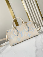 LOUIS VUITTON ONTHEGO 25 IN CREAM BLUE CALFSKIN GOLD HARDWARE