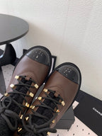 CHANEL ANKLE BOOTS IN HICKORY BROWN CALFSKIN