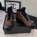 CHANEL ANKLE BOOTS IN HICKORY BROWN CALFSKIN