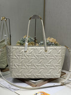 DIOR LARGE 41 TOUJOURS BAG IN WHITE MACROCANNAGE LAMBSKIN