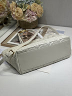 DIOR LARGE 41 TOUJOURS BAG IN WHITE MACROCANNAGE LAMBSKIN