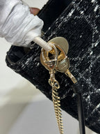 DIOR MINI 17 LADY BAG IN BLACK CANNAGE TWEED