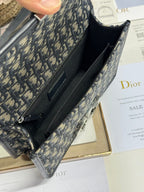 DIOR MONTAIGNE EAST-WEST BAG 24 IN BLACK LAMBSKIN AND MONOGRAM OBLIQUE JACQUARD