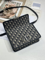 DIOR MONTAIGNE EAST-WEST BAG 24 IN BLACK LAMBSKIN AND MONOGRAM OBLIQUE JACQUARD